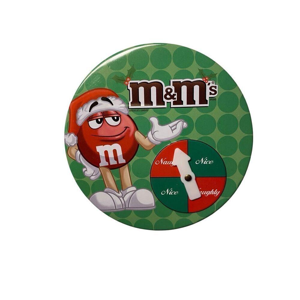M&Ms 2010 Empty Collectible Christmas Tin Storage Container Red
